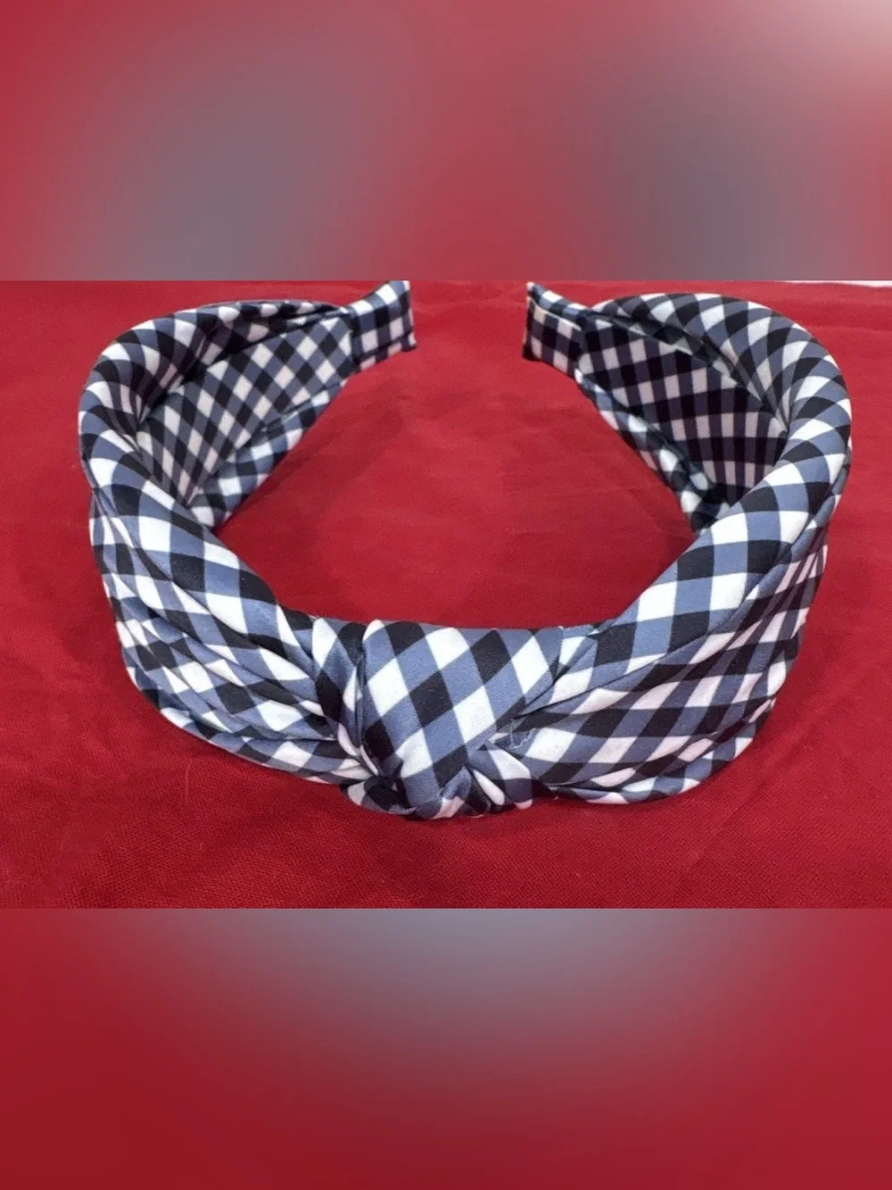Black & White Gingham Knot Headband - Women Accessories